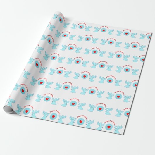 Schattige vakantie engelen cadeaupapier (Uitgerold)
