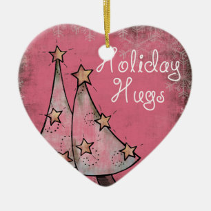 schattige vakantie knuffels roze kerstbomen keramisch ornament