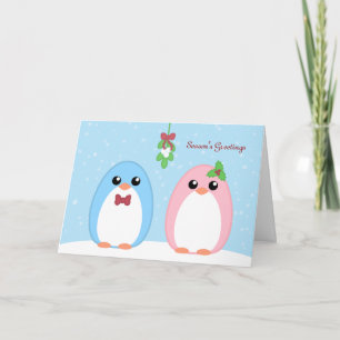 Schattige Vakantie Pinguïn Paar Feestdagen Kaart