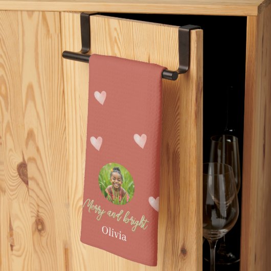 Schattige vakantie roze hart handgeschilderd theedoek (Derde Gevouwen)