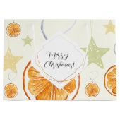 Schattige vakantie Sinaasappel en sterren op beige Groot Cadeauzakje (Voorkant)
