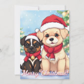 Schattige vakantiehonden met kerstmutsen feestdagenkaart (Voorkant)