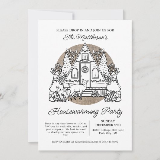 Schattige vakantiehuis Drop in Housewarming Party Kaart (Voorkant)