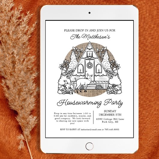 Schattige vakantiehuis Drop in Housewarming Party Kaart