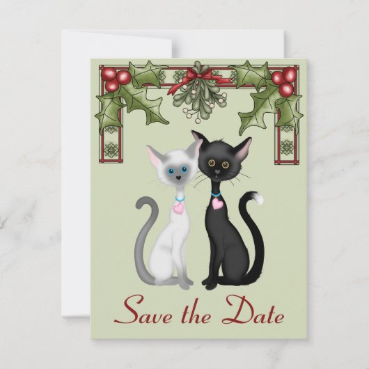 Schattige vakantiekatten sparen de datum trouwberi save the date (Voorkant)