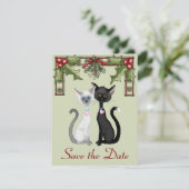 Schattige vakantiekatten sparen de datum trouwberi save the date (Staand voorkant)