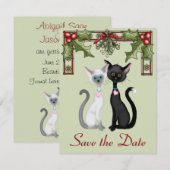 Schattige vakantiekatten sparen de datum trouwberi save the date (Voorkant / Achterkant)