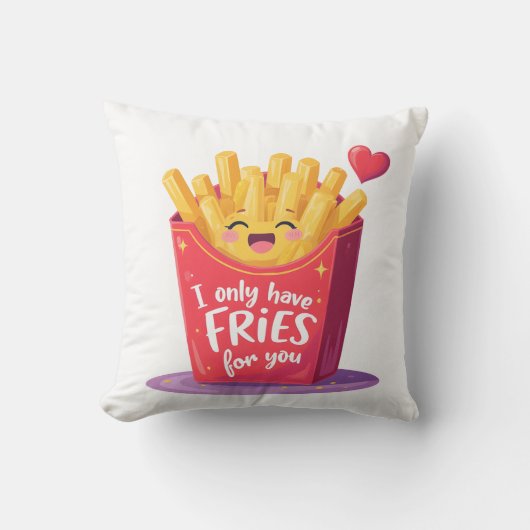 Schattige Valentijn Frites Woordgrap Kussen (Voorkant)