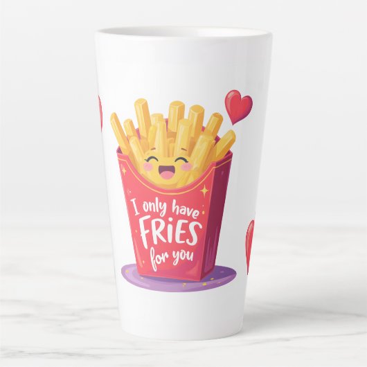 Schattige Valentijn Frites Woordgrap Latte Mok (Voorkant)