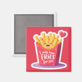 Schattige Valentijn Frites Woordgrap Magneet (Voorkant / Achterkant)