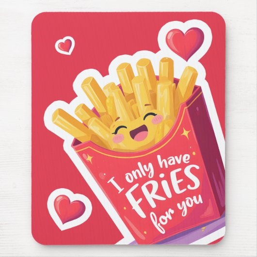Schattige Valentijn Frites Woordgrap Muismat (Voorkant)