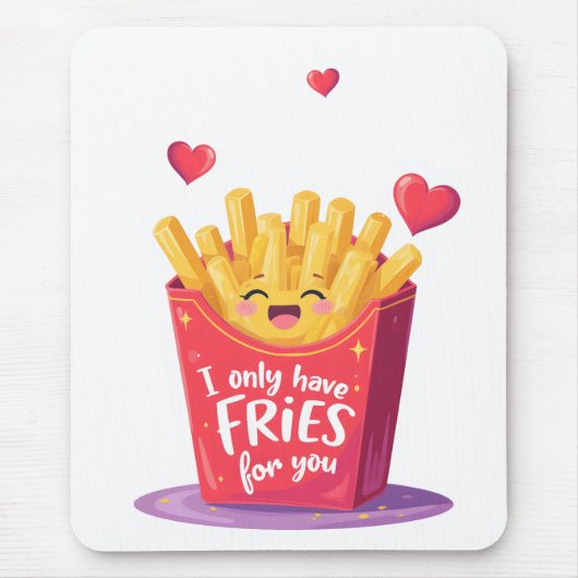 Schattige Valentijn Frites Woordgrap Muismat (Voorkant)