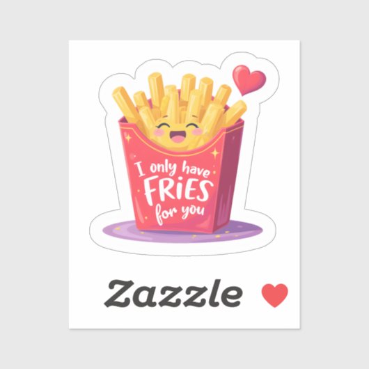 Schattige Valentijn Frites Woordgrap Sticker (Vel)