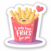 Schattige Valentijn Frites Woordgrap Sticker (Voorkant)
