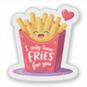 Schattige Valentijn Frites Woordgrap Sticker (Voorkant)