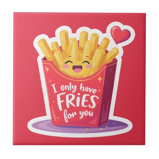 Schattige Valentijn Frites Woordgrap Tegeltje (Voorkant)