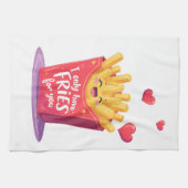 Schattige Valentijn Frites Woordgrap Theedoek (Horizontaal)