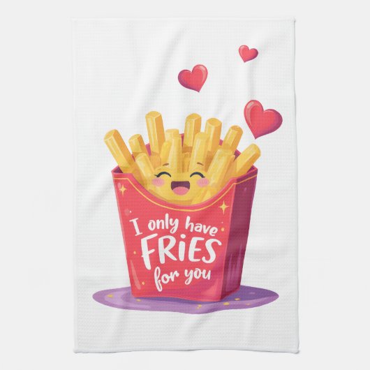 Schattige Valentijn Frites Woordgrap Theedoek (Verticaal)