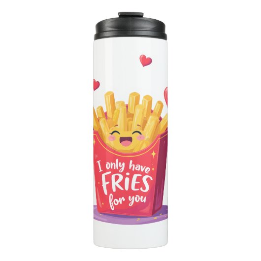 Schattige Valentijn Frites Woordgrap Thermosbeker (Voorkant)