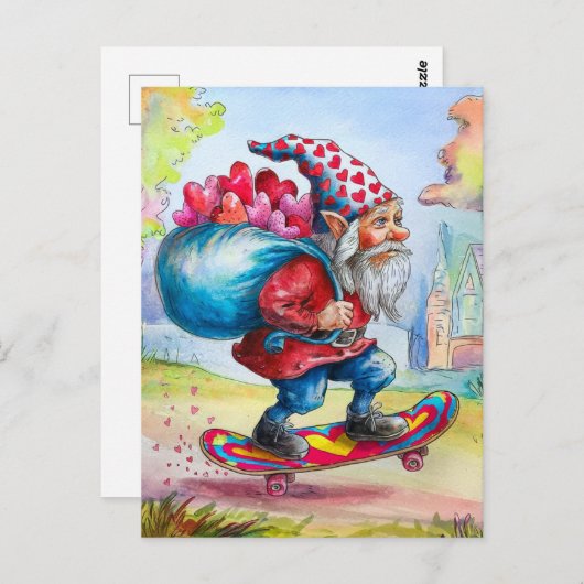 Schattige Valentijn gnoom Briefkaart (Voorkant / Achterkant)