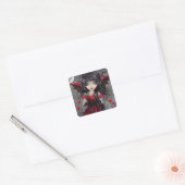 Schattige Valentijn Gotische Fee Vampier met Hartj Vierkante Sticker (Envelop)