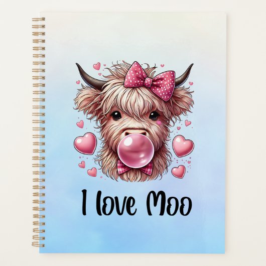 Schattige Valentijn Highland Koe Planner (Voorkant)