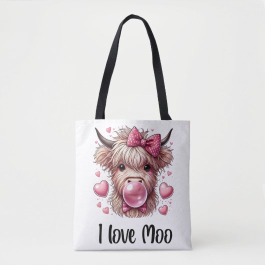 Schattige Valentijn Highland Koe Tote Bag (Voorkant)