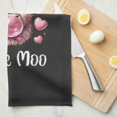 Schattige Valentijn Highland Koe (witte tekst) Theedoek (Quarter Fold)