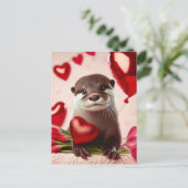 Schattige Valentijn Otter Briefkaart (Staand voorkant)