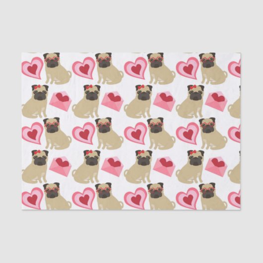 Schattige Valentijn Pugs Tissuepapier (Voorkant)