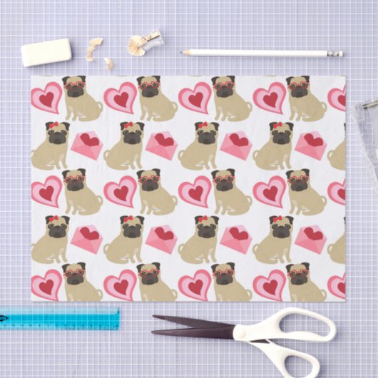 Schattige Valentijn Pugs Tissuepapier (Craft)