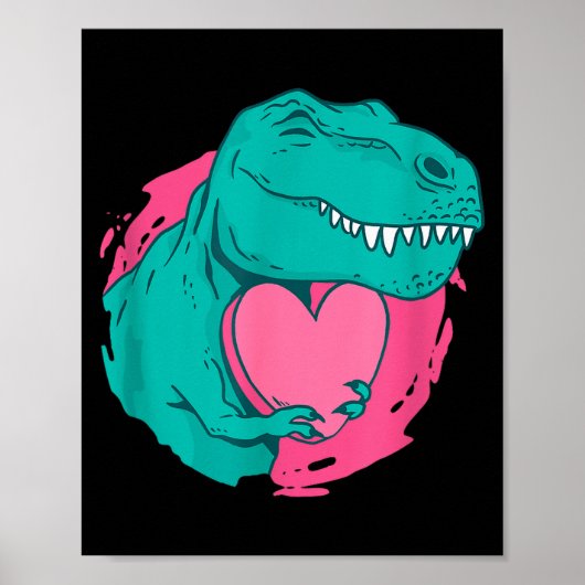 Schattige Valentijn T-rex Hart Dinosaur Liefhebber Poster (Voorkant)