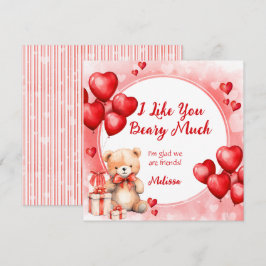 Schattige Valentijn Teddy wit Rode Harten Klasloka Feestdagenkaart