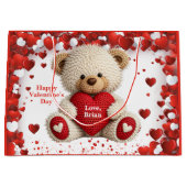 Schattige Valentijn Teddybeer Groot Cadeauzakje (Voorkant)