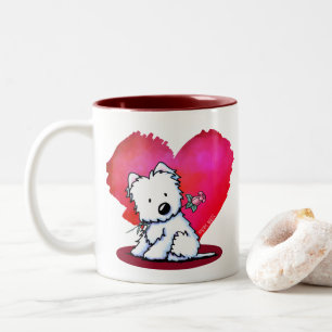 Schattige Valentijn Westie Tweekleurige Koffiemok