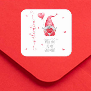Schattige Valentijn, word jij mijn Gnoompje? Vierkante Sticker