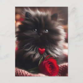 Schattige Valentijn Zwart Kitten Briefkaart