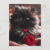 Schattige Valentijn Zwart Kitten Briefkaart (Voorkant)