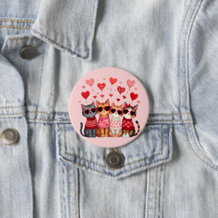 Schattige Valentijnkatten in hartzonnebril Ronde Button 7,6 Cm