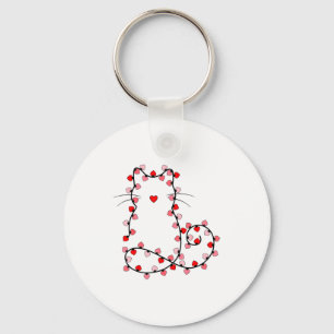 Schattige Valentijnlichtjes Kat Hart Liefde Valent Sleutelhanger