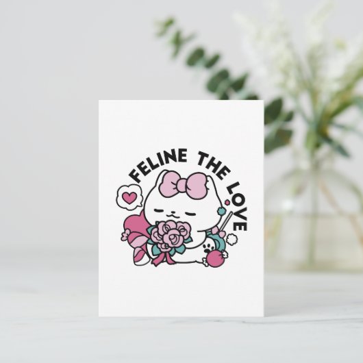 Schattige Valentijns Cat Design – Feline the Love Briefkaart (Staand voorkant)