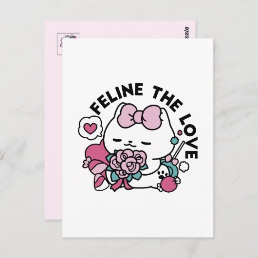 Schattige Valentijns Cat Design – Feline the Love Briefkaart (Voorkant / Achterkant)