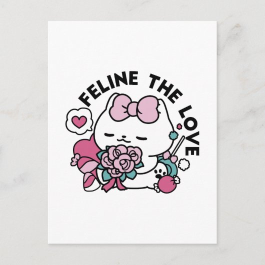 Schattige Valentijns Cat Design – Feline the Love Briefkaart (Voorkant)