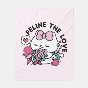 Schattige Valentijns Cat Design – Feline the Love Fleece Deken