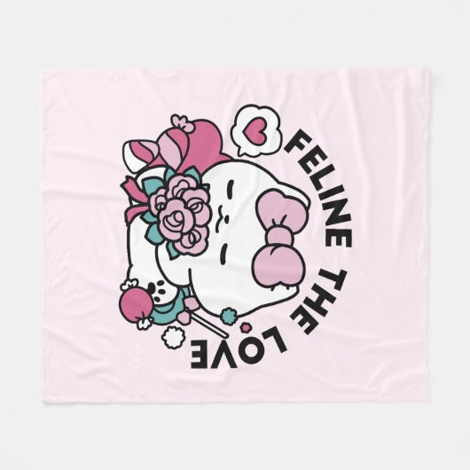 Schattige Valentijns Cat Design – Feline the Love Fleece Deken (Voorkant (Horizontaal))