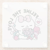 Schattige Valentijns Cat Design – Feline the Love Glazen Onderzetter (Achterkant)