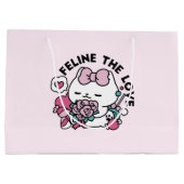 Schattige Valentijns Cat Design – Feline the Love Groot Cadeauzakje (Achterkant)
