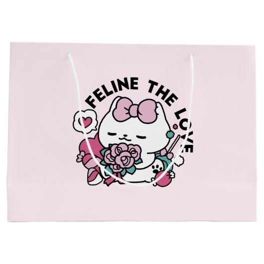 Schattige Valentijns Cat Design – Feline the Love Groot Cadeauzakje (Achterkant)