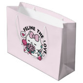Schattige Valentijns Cat Design – Feline the Love Groot Cadeauzakje (Achterkant Gekanteld)