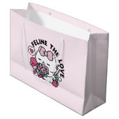 Schattige Valentijns Cat Design – Feline the Love Groot Cadeauzakje (Voorkant Gekanteld)